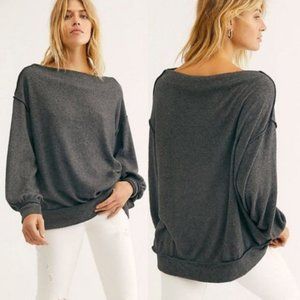 Free People Gray Main Squeeze Hacci Shirt Medium